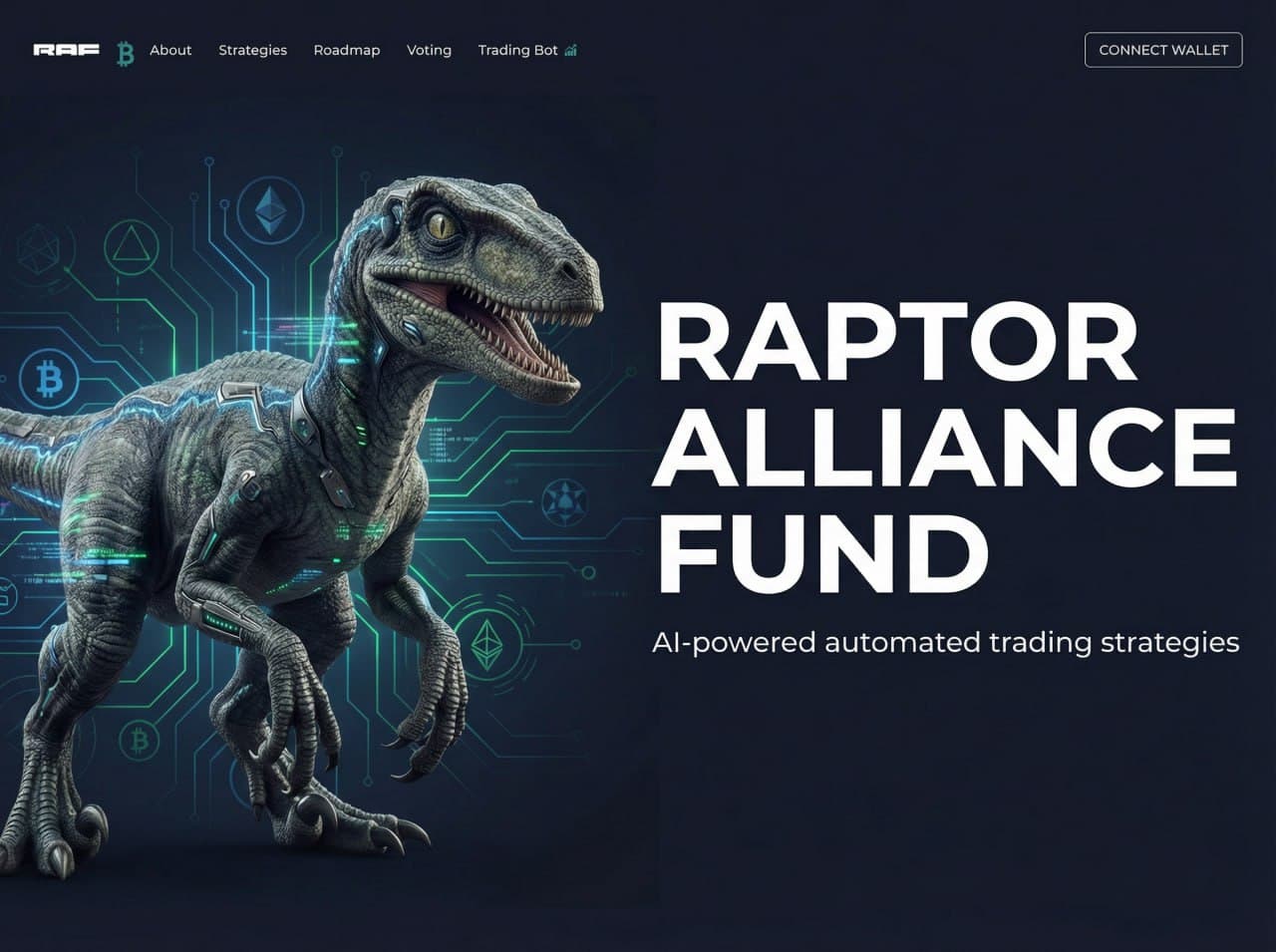 Futuristic raptor guarding the fund